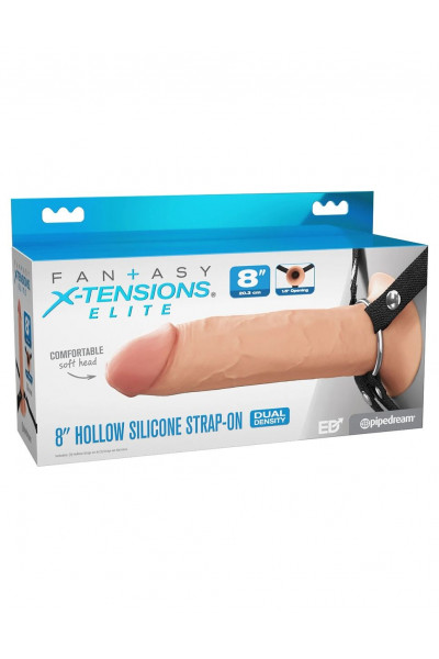 Полый страпон на ремнях 8’’ Hollow Silicone Strap-on
