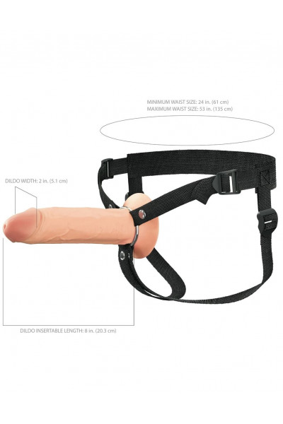 Полый страпон на ремнях 8’’ Hollow Silicone Strap-on