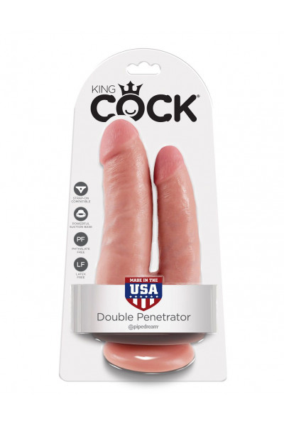 Фаллоимитатор для двойного проникновения DOUBLE PENETRATOR на присоске - 20,9 см. Фаллоимитатор для двойного проникновения DOUBLE PENETRATOR на присоске - 20,9 см.