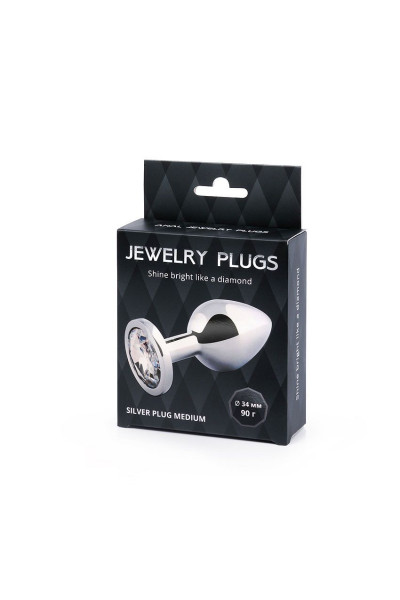 Анальная пробка SILVER PLUG MEDIUM с прозрачным кристаллом - 8,2 см. Анальная пробка SILVER PLUG MEDIUM с прозрачным кристаллом - 8,2 см.